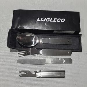 LIJGLECO 4-in-1 portable cutlery set,Stainless Steel Spoon Fork Knives Bottle...